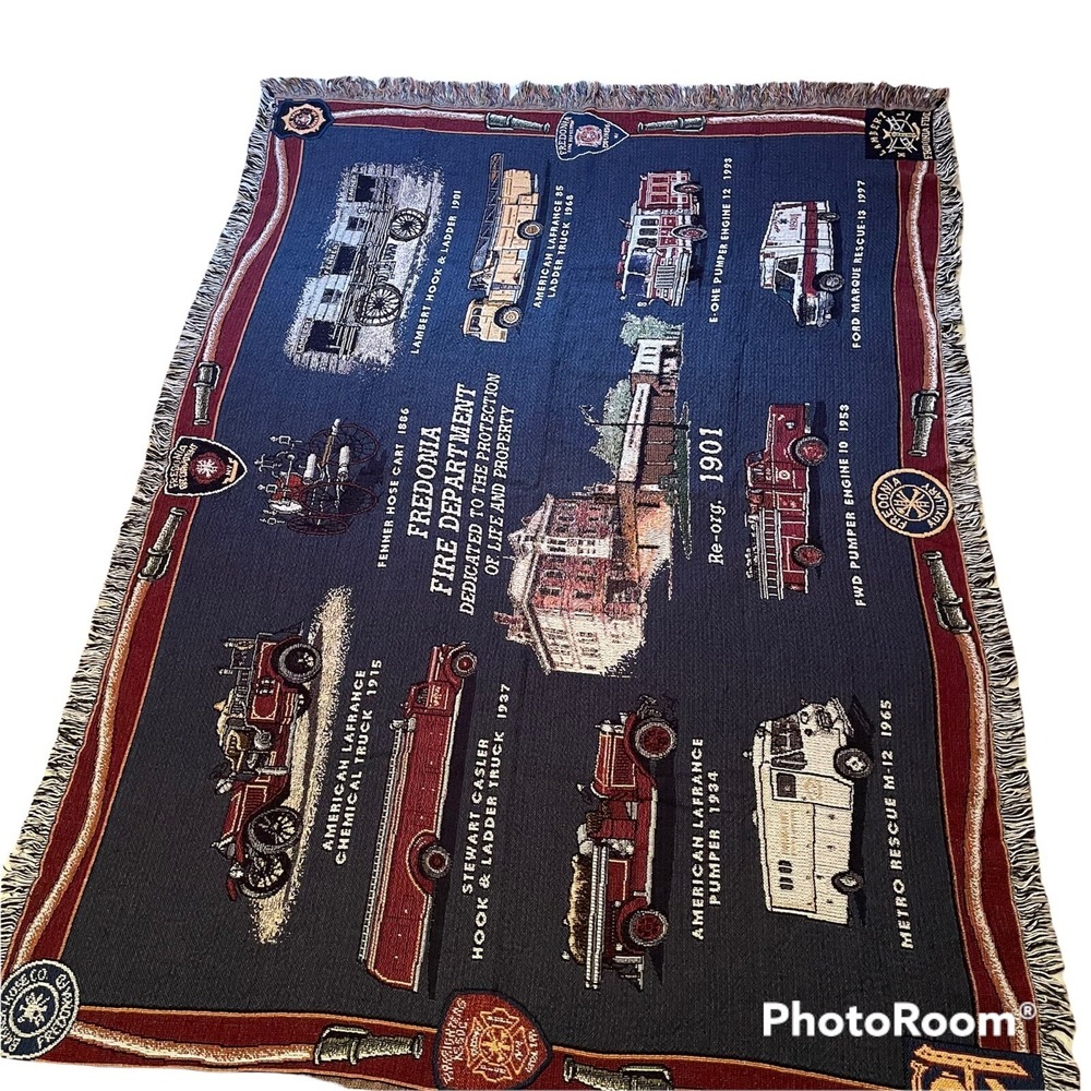 Mill Street Design Tapestry Throw Blanket Fredonia NY Fire Department 67" x 47"